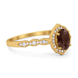 Vintage Style Oval Natural Stone Floral Ring