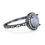 Oval Vintage Style Natural Stone Art Deco Ring