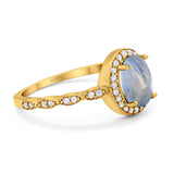 Oval Vintage Style Natural Stone Art Deco Ring