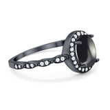 Oval Vintage Style Natural Stone Art Deco Ring