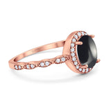 Oval Vintage Style Natural Stone Art Deco Ring