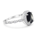 Oval Vintage Style Natural Stone Art Deco Ring