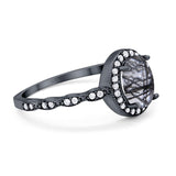 Oval Vintage Style Natural Stone Art Deco Ring