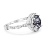 Oval Vintage Style Natural Stone Art Deco Ring