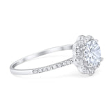 Art Deco Round Natural Stone Floral Ring