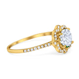 Art Deco Round Natural Stone Floral Ring