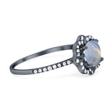 Art Deco Round Natural Stone Floral Ring