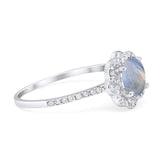 Art Deco Round Natural Stone Floral Ring