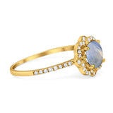 Art Deco Round Natural Stone Floral Ring