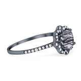 Art Deco Round Natural Stone Floral Ring