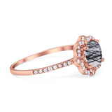 Art Deco Round Natural Stone Floral Ring