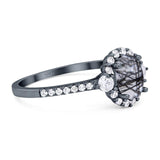 Vintage Style Oval Natural Stone Solitaire Ring