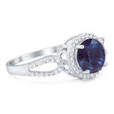 Art Deco Round Natural Stone Split Shank Ring