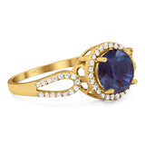 Art Deco Round Natural Stone Split Shank Ring