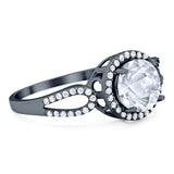 Art Deco Round Natural Stone Split Shank Ring