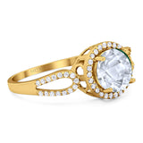 Art Deco Round Natural Stone Split Shank Ring