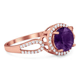 Art Deco Round Natural Stone Split Shank Ring