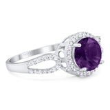 Art Deco Round Natural Stone Split Shank Ring