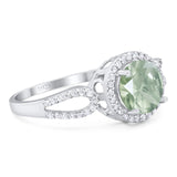 Art Deco Round Natural Stone Split Shank Ring