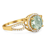 Art Deco Round Natural Stone Split Shank Ring