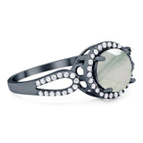 Art Deco Round Natural Stone Split Shank Ring