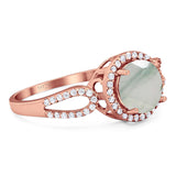 Art Deco Round Natural Stone Split Shank Ring