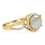 Art Deco Round Natural Stone Split Shank Ring