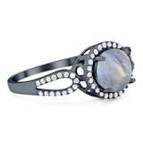 Art Deco Round Natural Stone Split Shank Ring