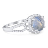 Art Deco Round Natural Stone Split Shank Ring