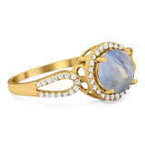 Art Deco Round Natural Stone Split Shank Ring