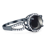 Art Deco Round Natural Stone Split Shank Ring