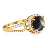 Art Deco Round Natural Stone Split Shank Ring