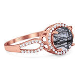 Art Deco Round Natural Stone Split Shank Ring