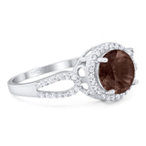 Art Deco Round Natural Stone Split Shank Ring