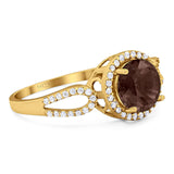 Art Deco Round Natural Stone Split Shank Ring