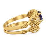 Two Piece Round Natural Stone Bridal Ring