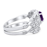 Two Piece Round Natural Stone Bridal Ring