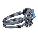 Two Piece Round Natural Stone Bridal Ring