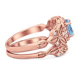 Two Piece Round Natural Stone Bridal Ring