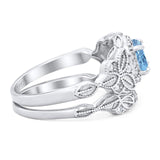 Two Piece Round Natural Stone Bridal Ring