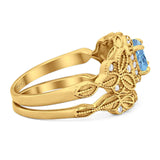 Two Piece Round Natural Stone Bridal Ring