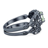 Two Piece Round Natural Stone Bridal Ring