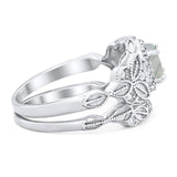 Two Piece Round Natural Stone Bridal Ring