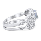 Two Piece Round Natural Stone Bridal Ring