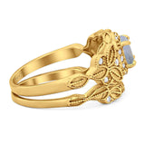 Two Piece Round Natural Stone Bridal Ring