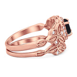 Two Piece Round Natural Stone Bridal Ring