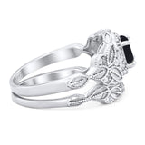 Two Piece Round Natural Stone Bridal Ring