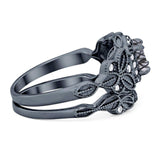 Two Piece Round Natural Stone Bridal Ring