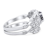 Two Piece Round Natural Stone Bridal Ring