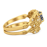 Two Piece Round Natural Stone Bridal Ring